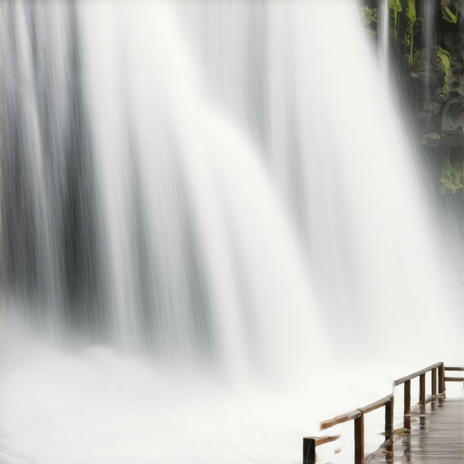Vodopad Štrbački buk sa drvenim stazama i maglom od prskanja vode