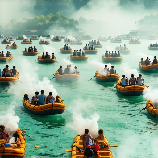 Gomila čamaca na reci Drini tokom regate sa planinom Tarom u pozadini