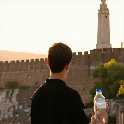 Kalemegdan pod letnjom žegom 2026 Pogled na beogradsku tvrđavu Kalemegdan i spomenik Pobednik tokom vrelih letnjih dana sa fokusom na hidrataciju.