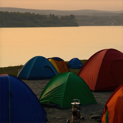 Realno stanje kampa na belocrkvanskim jezerima sa šatorima i opremom u suton