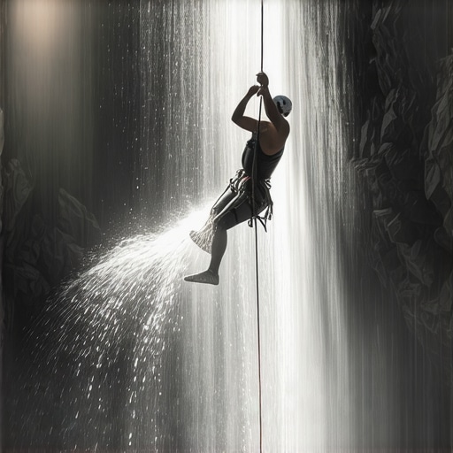 Čovek se spušta niz uže niz vodopad u uskom krečnjačkom kanjonu u Srbiji