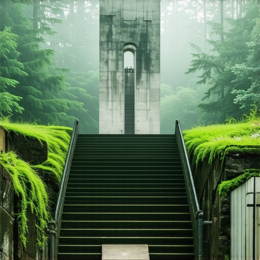 Concrete star shaped monument on Kosmaj mountain in Serbia surrounded by forest
