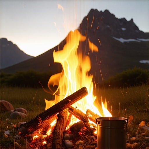 Kameno ložište za kampere na Staroj Planini sa pogledom na planinske vrhove noću.