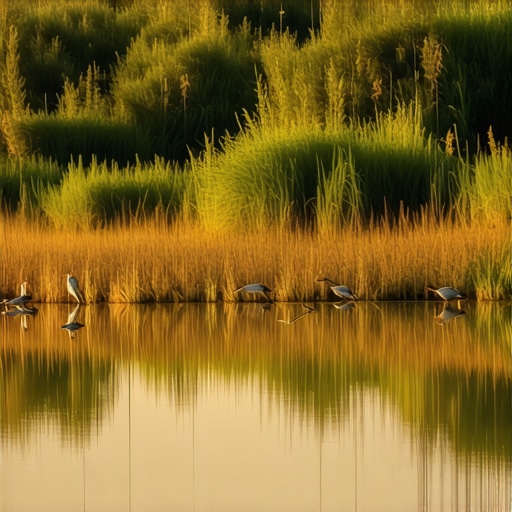 Ludaško jezero u suton Pogled na tršćake i mirnu vodu Ludaškog jezera kod Subotice u sumrak.