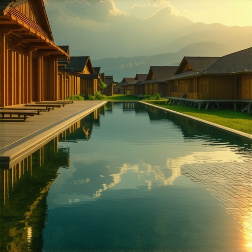 Luksuzni bazen u etno selu 2026 Moderan bazen pored tradicionalnih drvenih brvnara u Srbiji