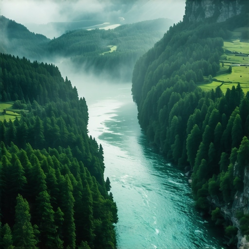 Pogled na kanjon Drine sa vidikovca na Tari u zoru bez turista