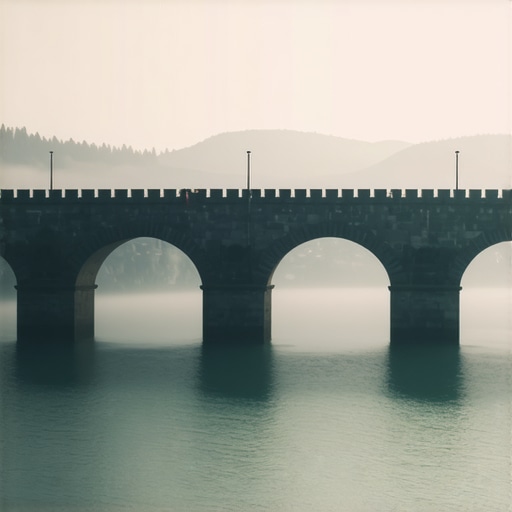 Maglovito jutro na Drini kod Višegrada Kameni most u Višegradu prekriven jutarnjom maglom iznad zelene reke Drine