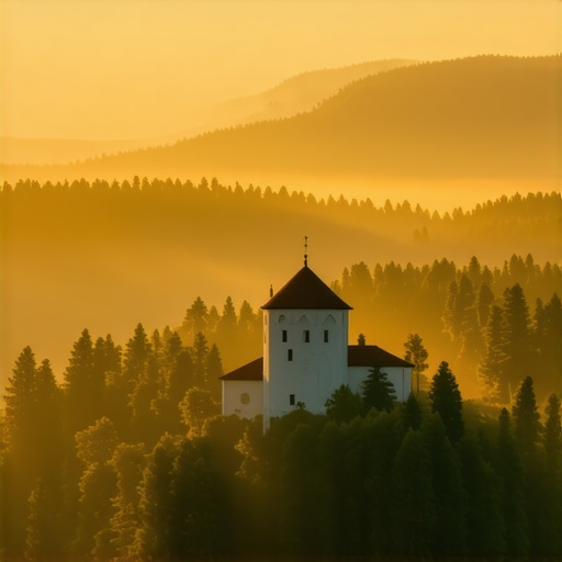 Manastir Tumane u rano jutro prekriven maglom i okružen šumom