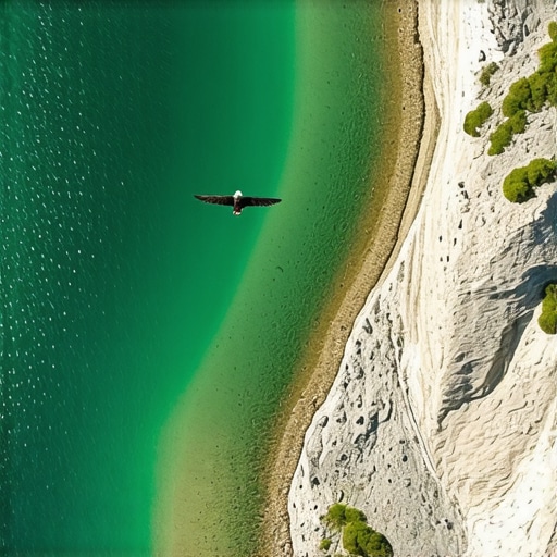 Pogled na meandre reke Uvac sa liticama i beloglavim supom u letu