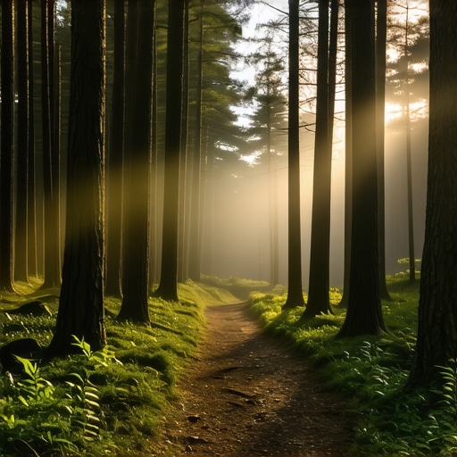 Šumska staza na planini Goč pokrivena maglom i okružena borovima bez gužve