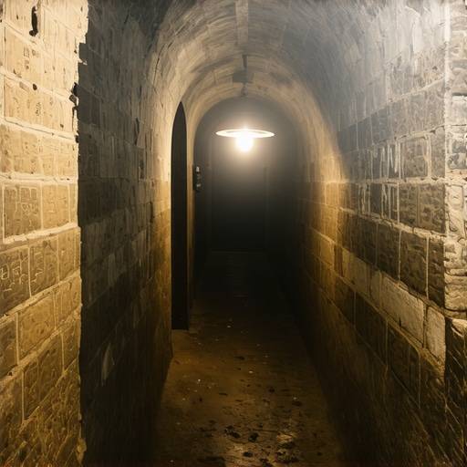 Unutrašnjost podzemnih vojnih galerija na Petrovaradinskoj tvrđavi sa starim ciglama i mračnim prolazima.