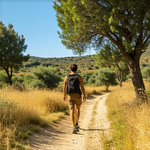 Čovek hoda peščanom stazom okružen bagremovom šumom u okolini Subotice