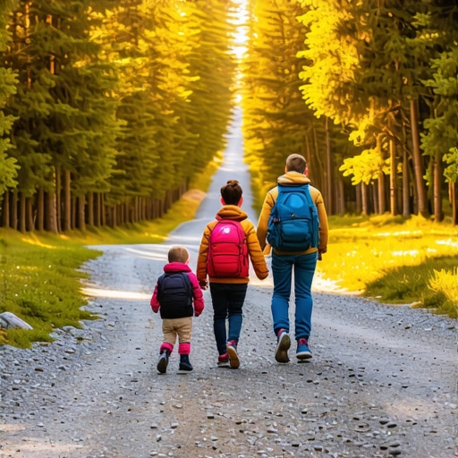 Porodica sa decom šeta stazom kroz borovu šumu na planini Divčibare