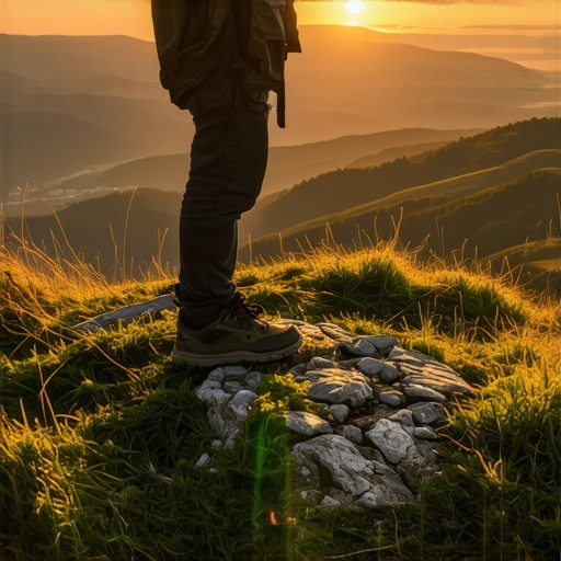 Planinarenje u patikama Srbija 2026 Osoba u patikama na vrhu planine u Srbiji tokom zalaska sunca