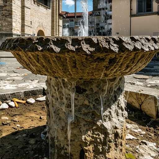 Detalj presušene mineralne česme u Sokobanji sa napuklim kamenom tokom suše 2026.