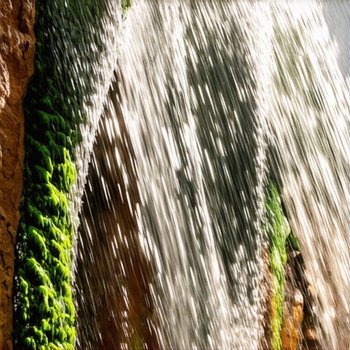 Detalj crvenih stena i mahovine vodopada Tupavica tokom letnje suše