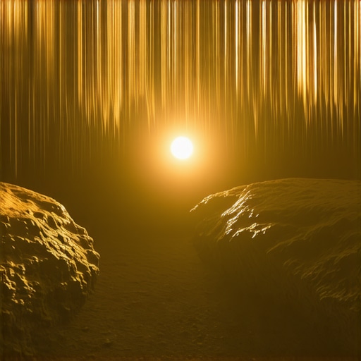 Unutrašnjost Resavske pećine sa stalaktitima i stalagmitima pod osvetljenjem