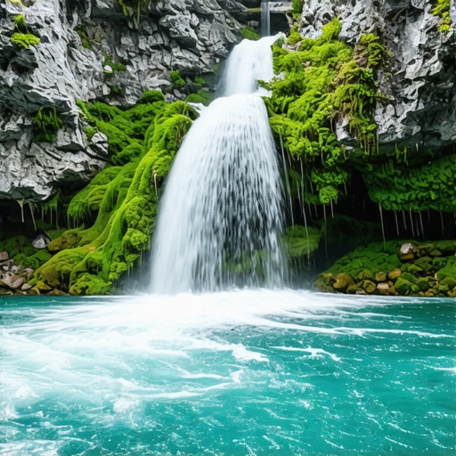 Veliki Buk vodopad u Srbiji sa tirkiznom vodom i zelenom mahovinom