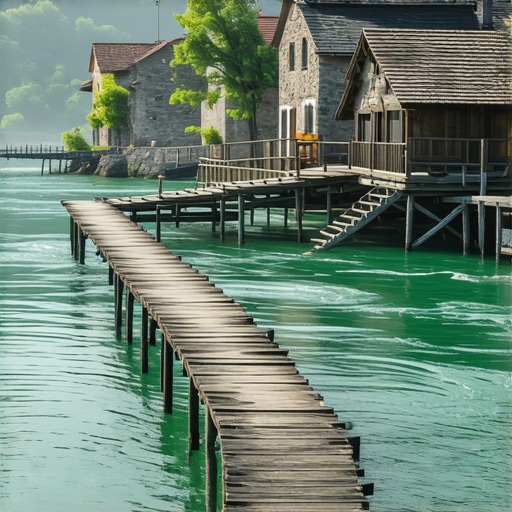 Smaragdna Una u Bihaću 2026 Pogled na reku Unu sa drvenih terasa u Bihaću, smaragdna voda i tradicionalna arhitektura.