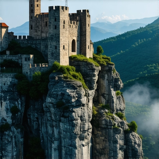 Pogled na zidine Soko Grada u Sokobanji iznad maglovite kotline