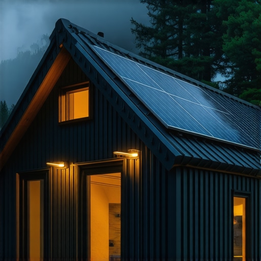 Moderna eko koliba sa solarnim panelima u planini