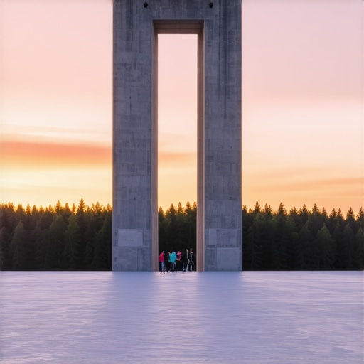 Spomenik na Kosmaju u suton Brutalistički spomenik na planini Kosmaj pod dramatičnim nebom