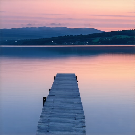 Zalazak sunca na Srebrnom jezeru sa drvenim molom u prvom planu