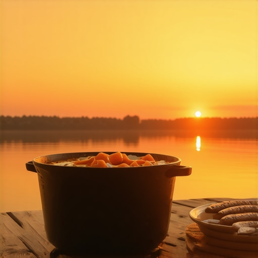 Tradicionalna riblja večera na obali Srebrnog jezera uz zalazak sunca