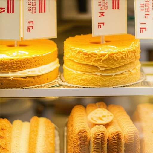 Izlog sa starinskim kolačima krempita i šampita u Beogradu