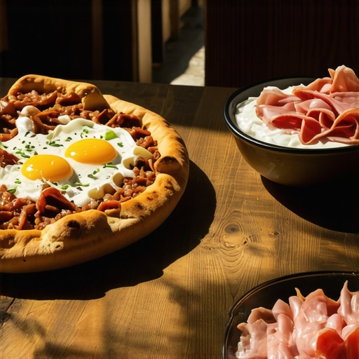 Komplet lepinja i domaći kajmak na drvenom stolu u seoskoj kafani na Zlatiboru