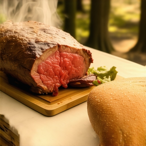 Sočno jagnjeće pečenje sa domaćim kajmakom i hlebom na drvenoj dasci