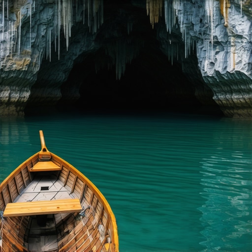 Čamac prilazi ulazu u Ledenu pećinu u kanjonu Uvca