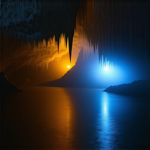 Unutrašnjost Resavske pećine pod LED osvetljenjem Mračne dvorane i nakit Resavske pećine u Srbiji