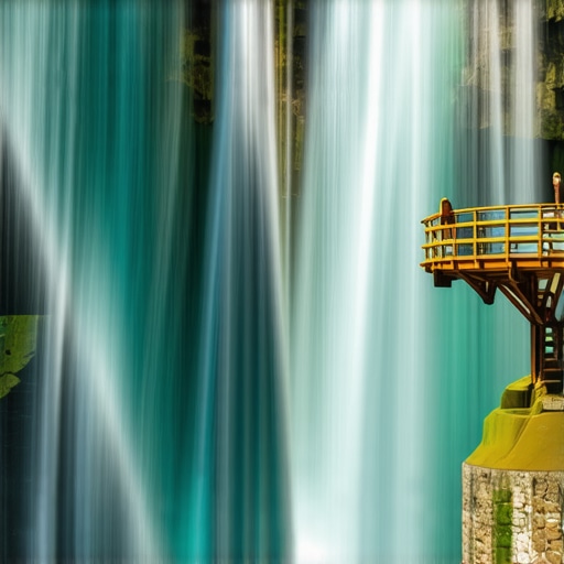 Štrbački buk vodopad sa drvenim platformama i tirkiznom vodom reke Une u Bosni