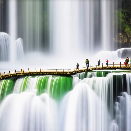 Veličanstveni Štrbački buk u rano jutro Vodopad Štrbački buk na reci Uni sa drvenim stazama i maglom