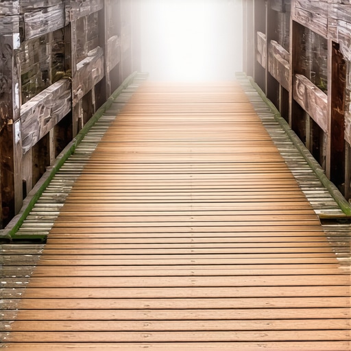 Close-up of a wooden bridge at Japodski otoci with green water below