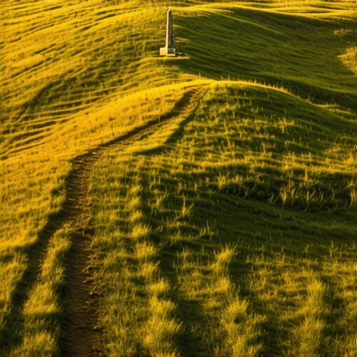 Panoramski pogled na Zagajička brda i peščane dine prekrivene travom u Deliblatskoj peščari tokom zalaska sunca.