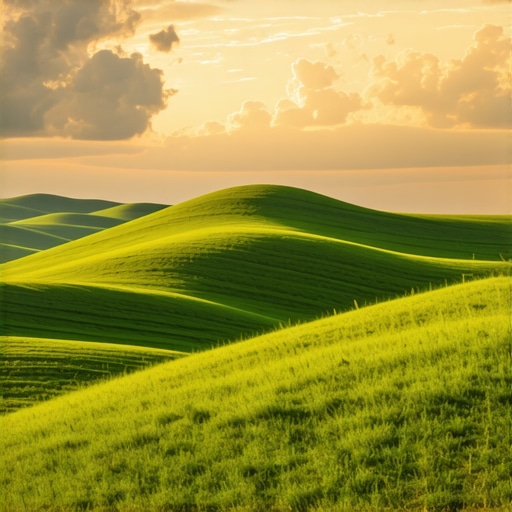 Nadrealni pejzaž zelenih dina Zagajičkih brda tokom zalaska sunca