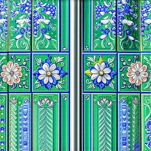 Detailed view of the colorful secessionist ceramics on a famous building in Subotica.