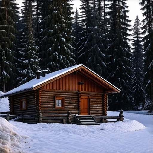 Drvena brvnara u snegu na planini Divčibare