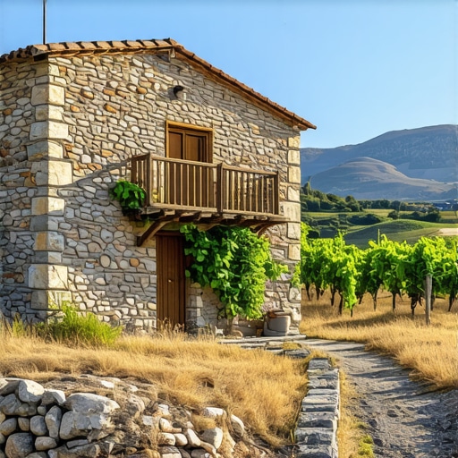 Kamena kuća na selu kod Trebinja sa vinogradima u pozadini