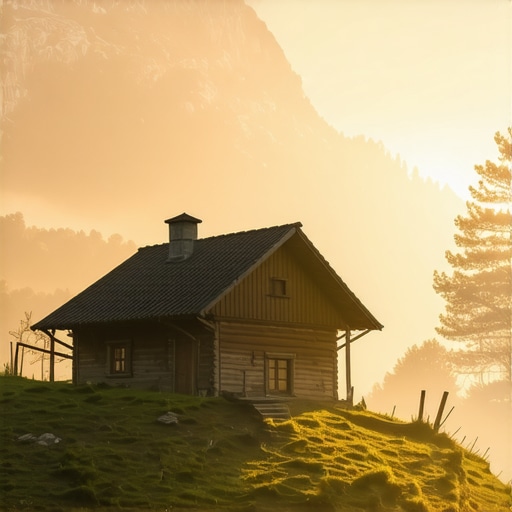 Seoska kuća vajat na planini Rudnik u zoru