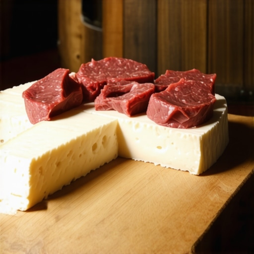 Krupni plan sjeničkog sira i sudžuka na pijaci