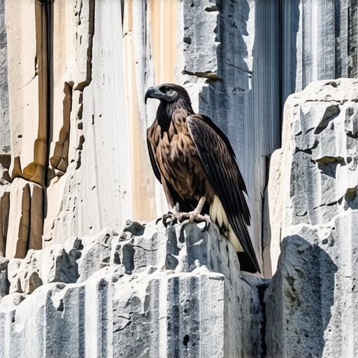 Beloglavi sup stoji na steni iznad kanjona reke Mileševke na planini Jadovnik