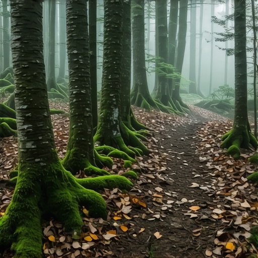 Gusta šuma planine Kukavica Strma i vlažna planinarska staza kroz bukovu šumu na planini Kukavica u južnoj Srbiji