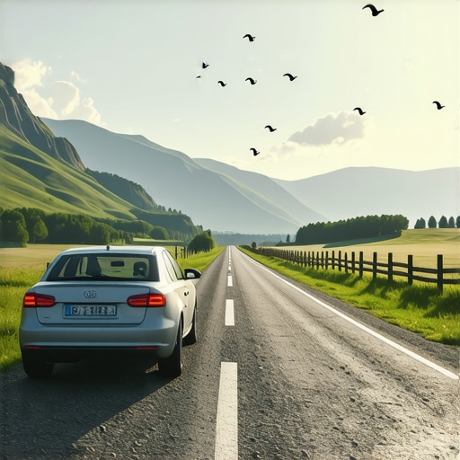 Put na visoravni Babine sa autom u pokretu i planinskim pejzažom