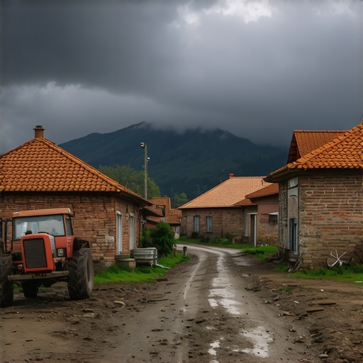 Staro selo kod Prokuplja sa traktorom i blatom