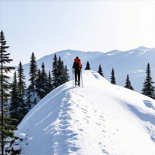 Hiker navigating frozen mountain trail on Maljen mountain in Serbia during winter