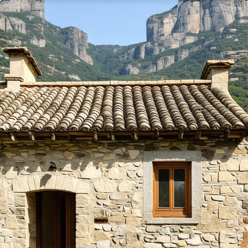 Traditional stone house in Dojkinci near Pirot with mountain background