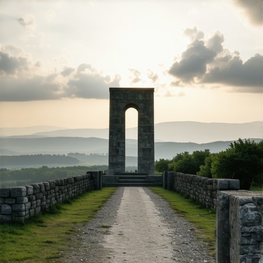 Spomen-kosturnica na Gučevu i pogled na Drinu Spomen-kosturnica na planini Gučevo sa pogledom na reku Drinu u pozadini tokom zalaska sunca.